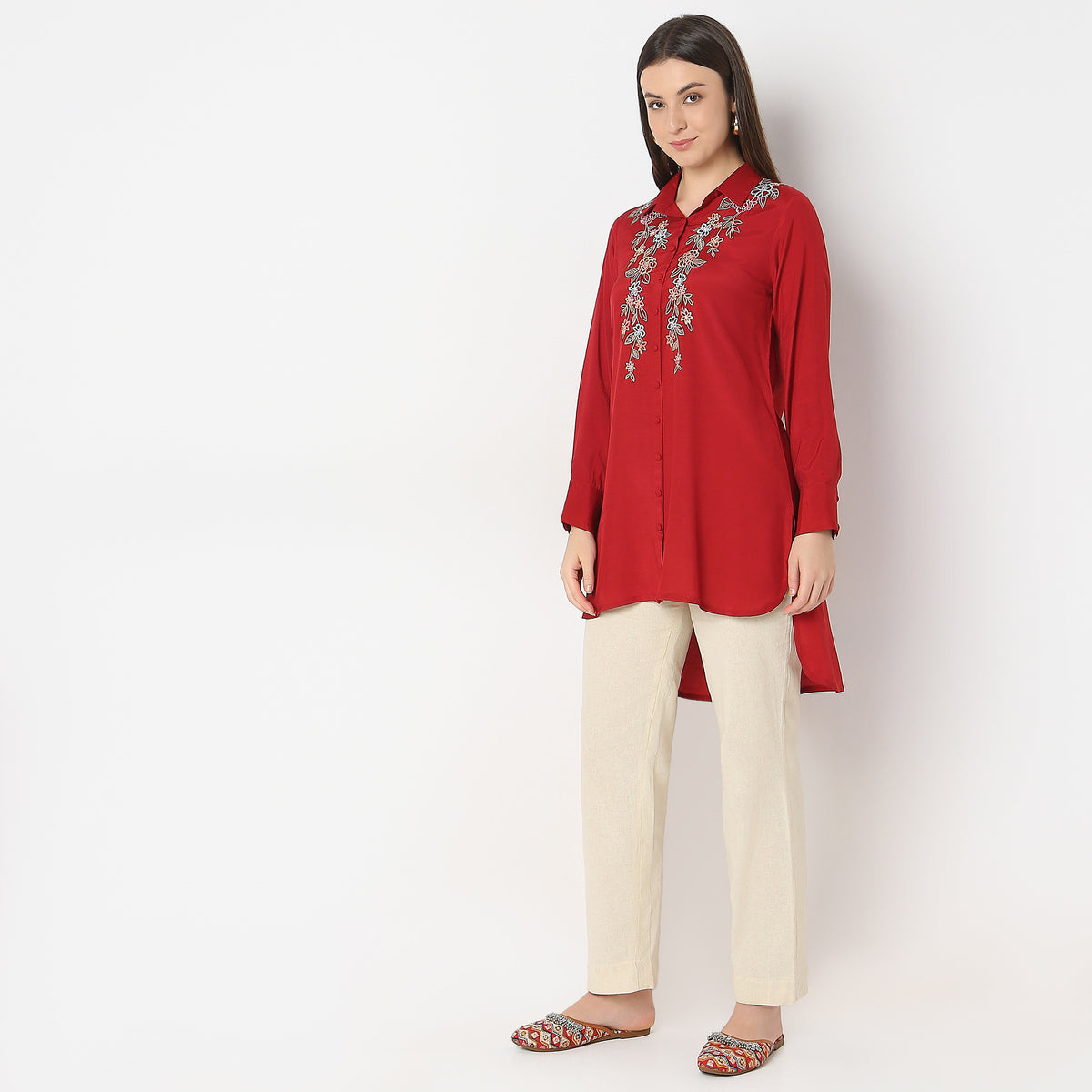 Straight Fit Embroidered Tunic