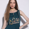 Flare Fit Embroidered Knee Length Sleeveless Dress
