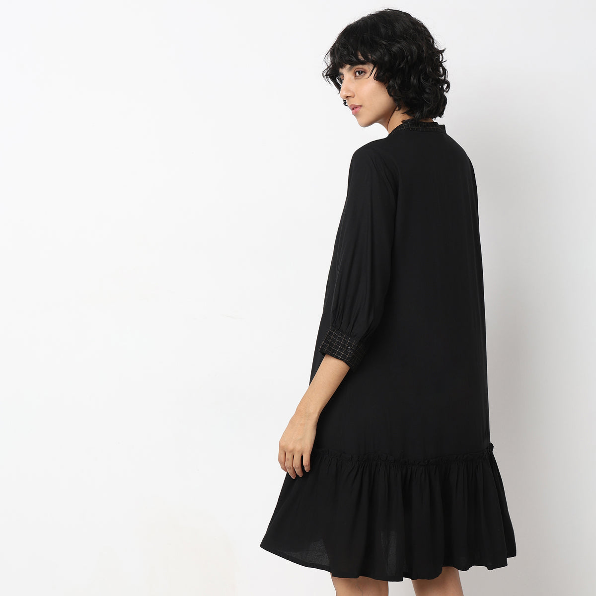 Mid Flare Solid Dress