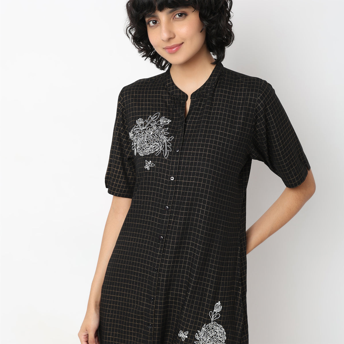 Straight Fit Checkered Kurta