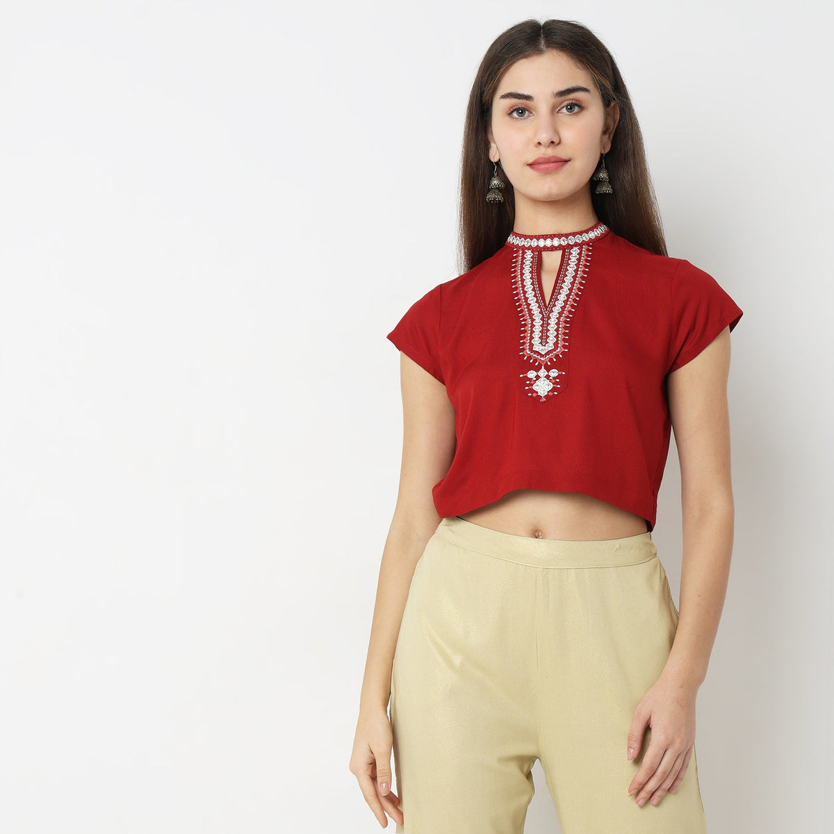 Straight Fit Embroidered Top