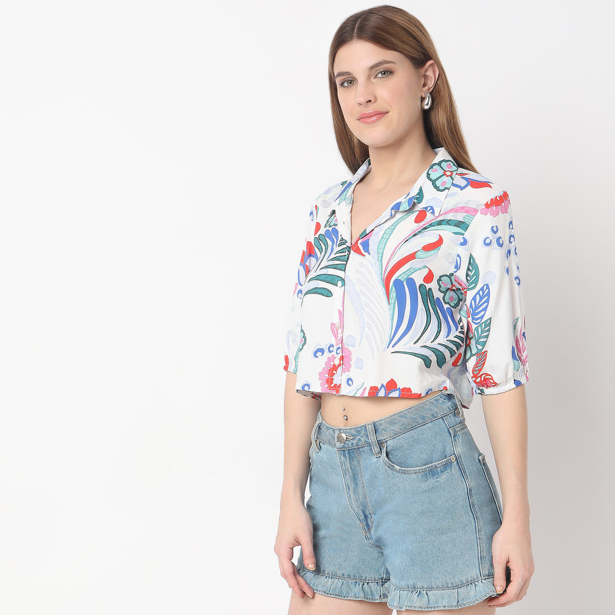 Regular Fit Printed Crop Top