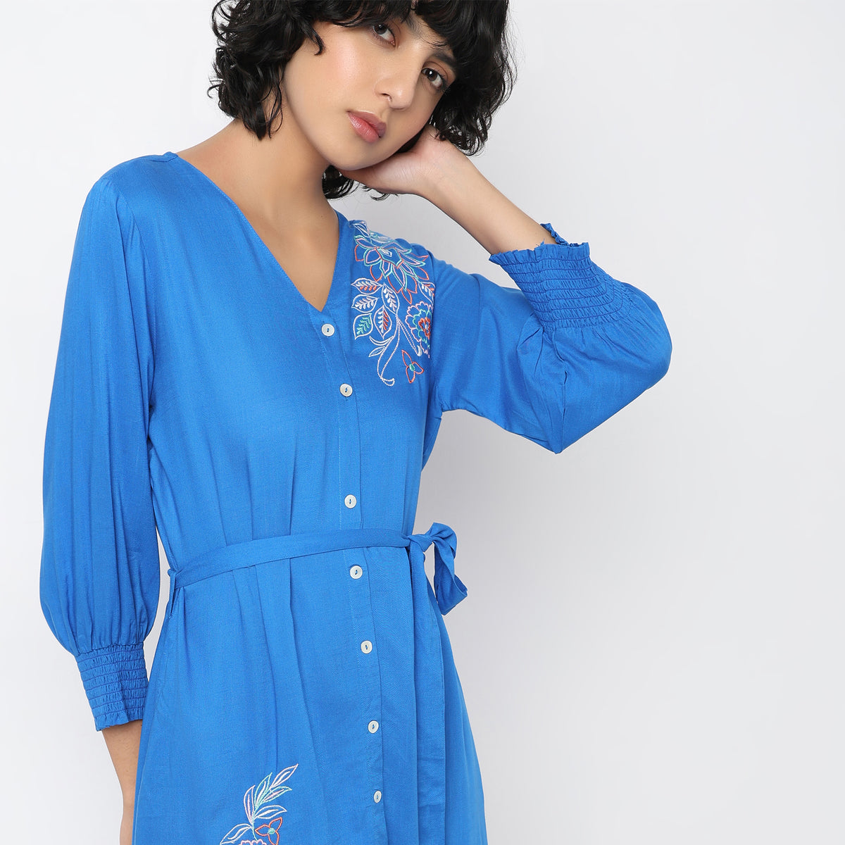 Flare Fit Embroidered Dress