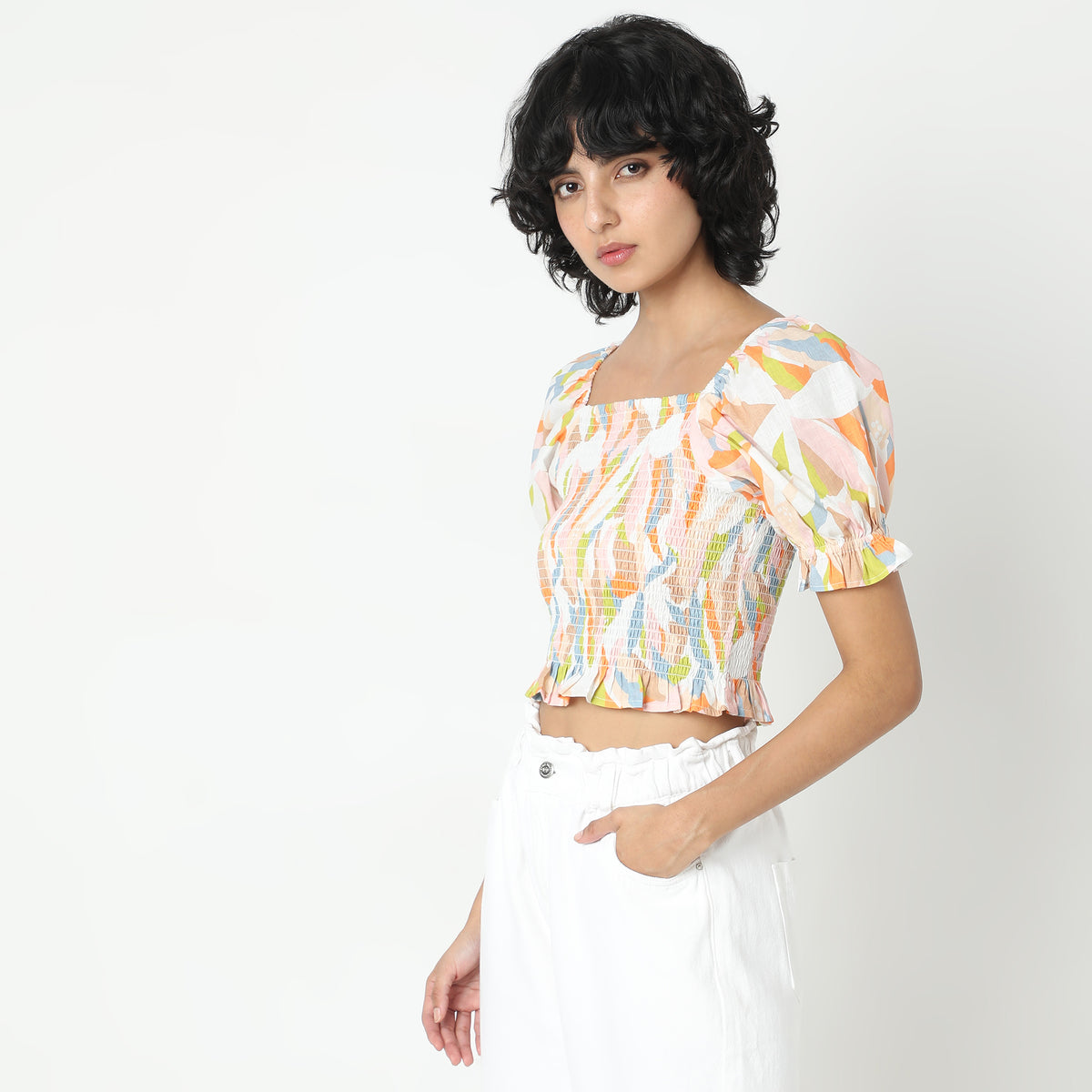 Straight Fit Printed Crop Top