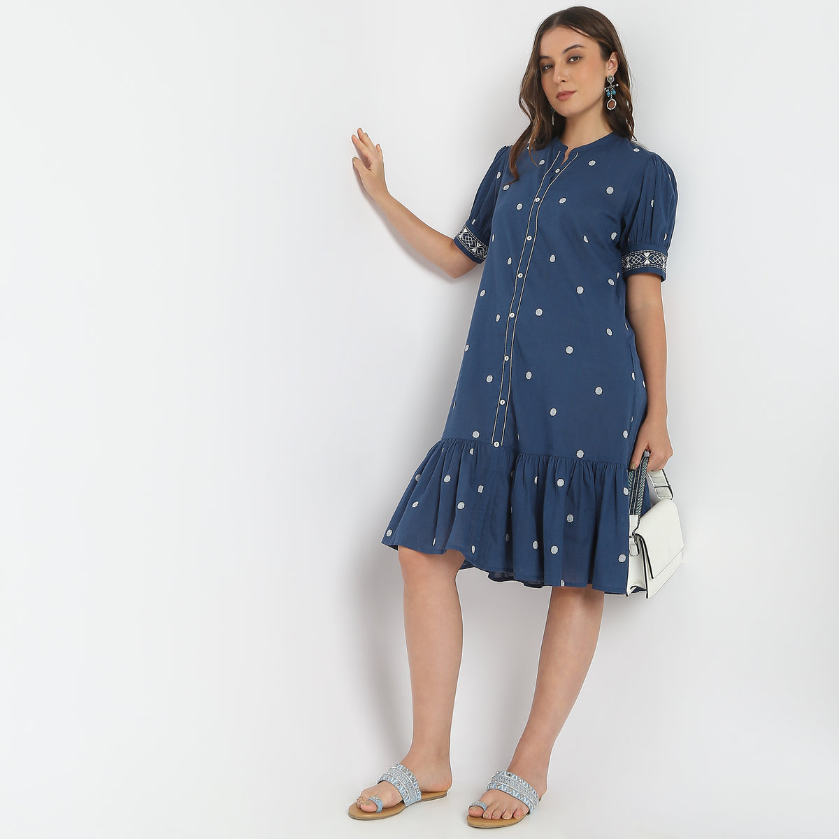 Flare Fit Embroidered Dress