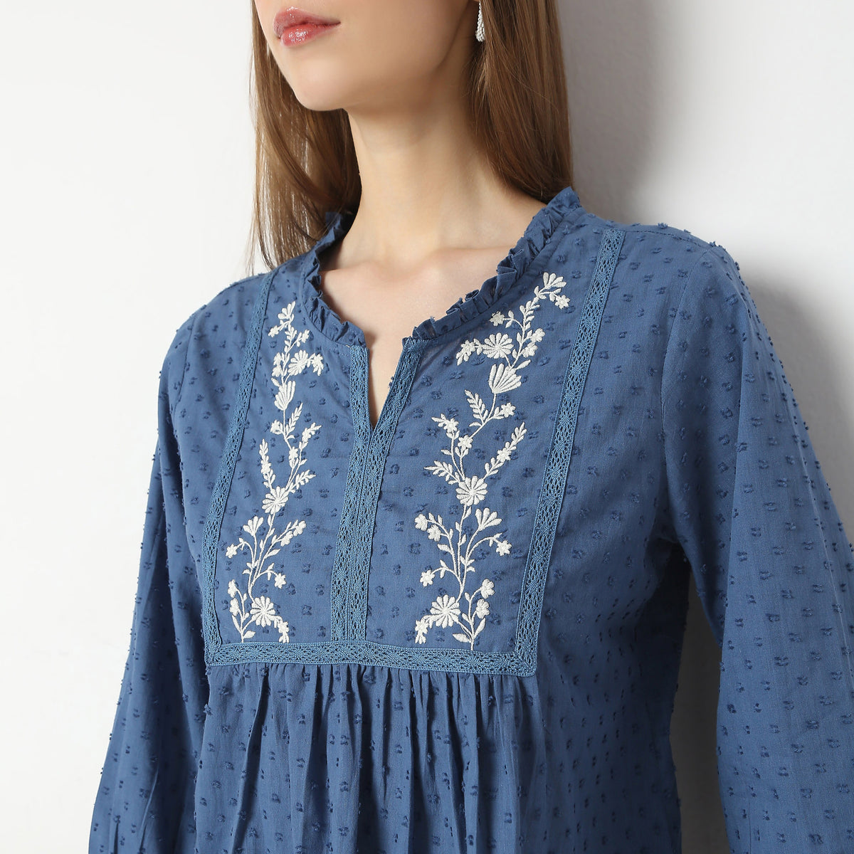 Flare Fit Embroidered Top