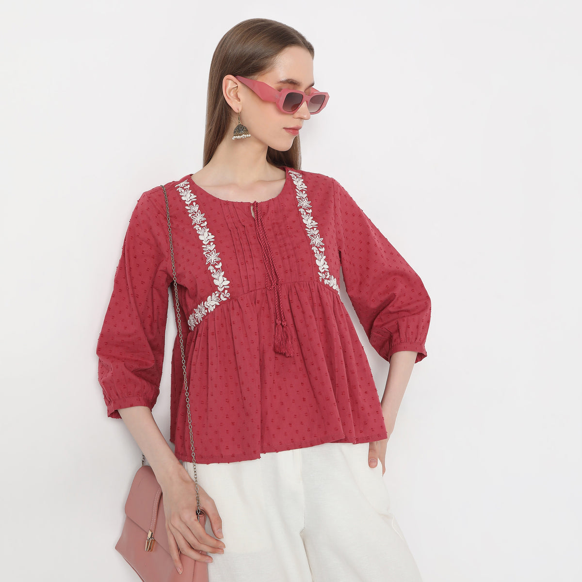 Flare Fit Embroidered Top