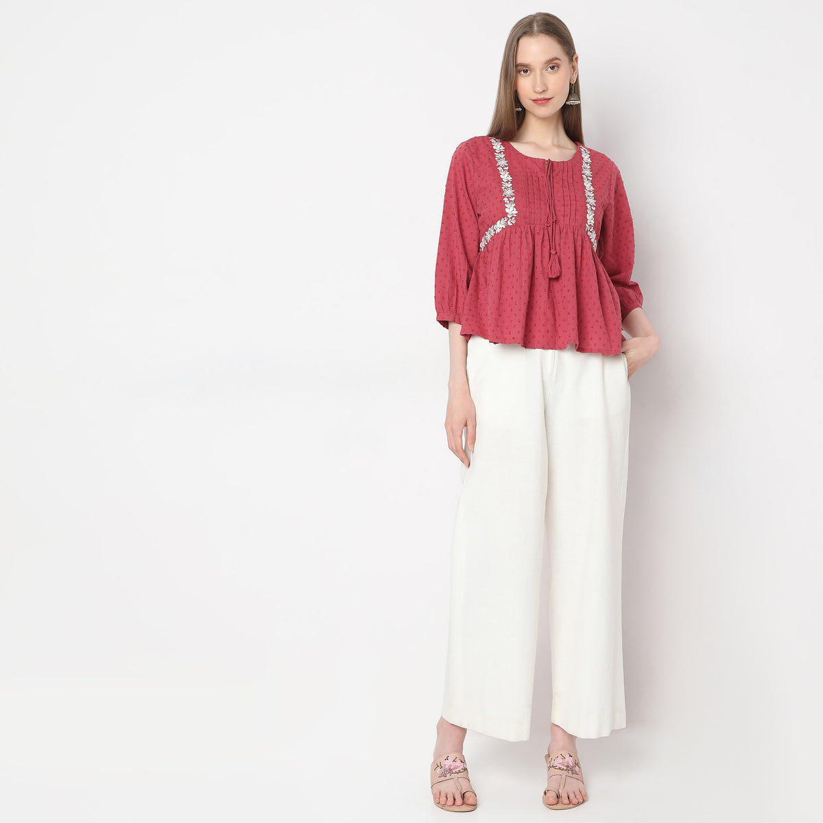 Flare Fit Embroidered Top