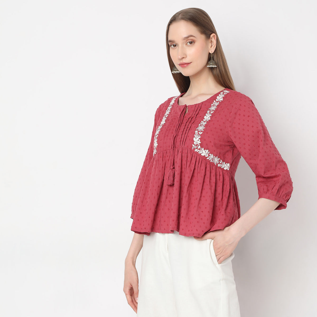 Flare Fit Embroidered Top