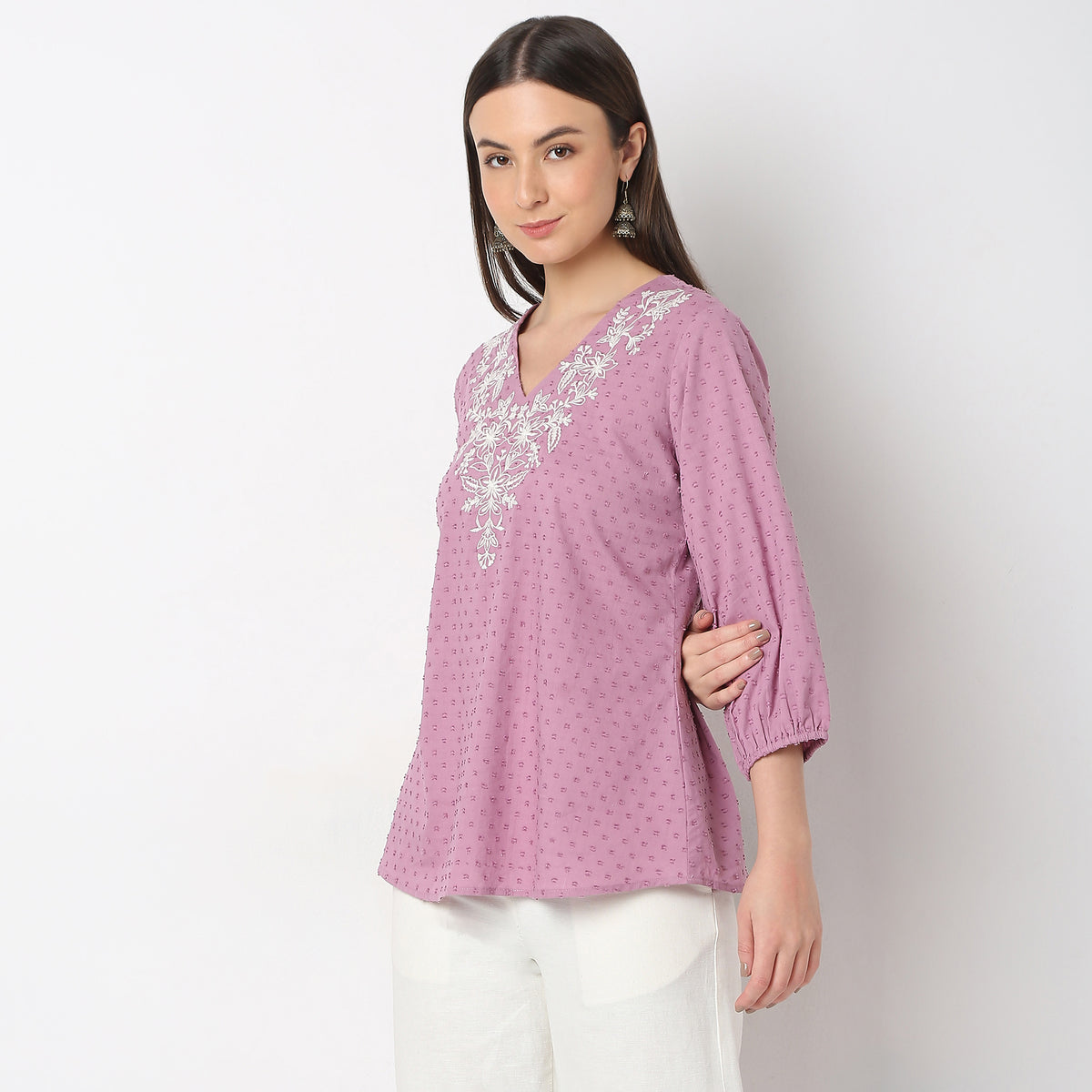 Flare Fit Embroidered Top