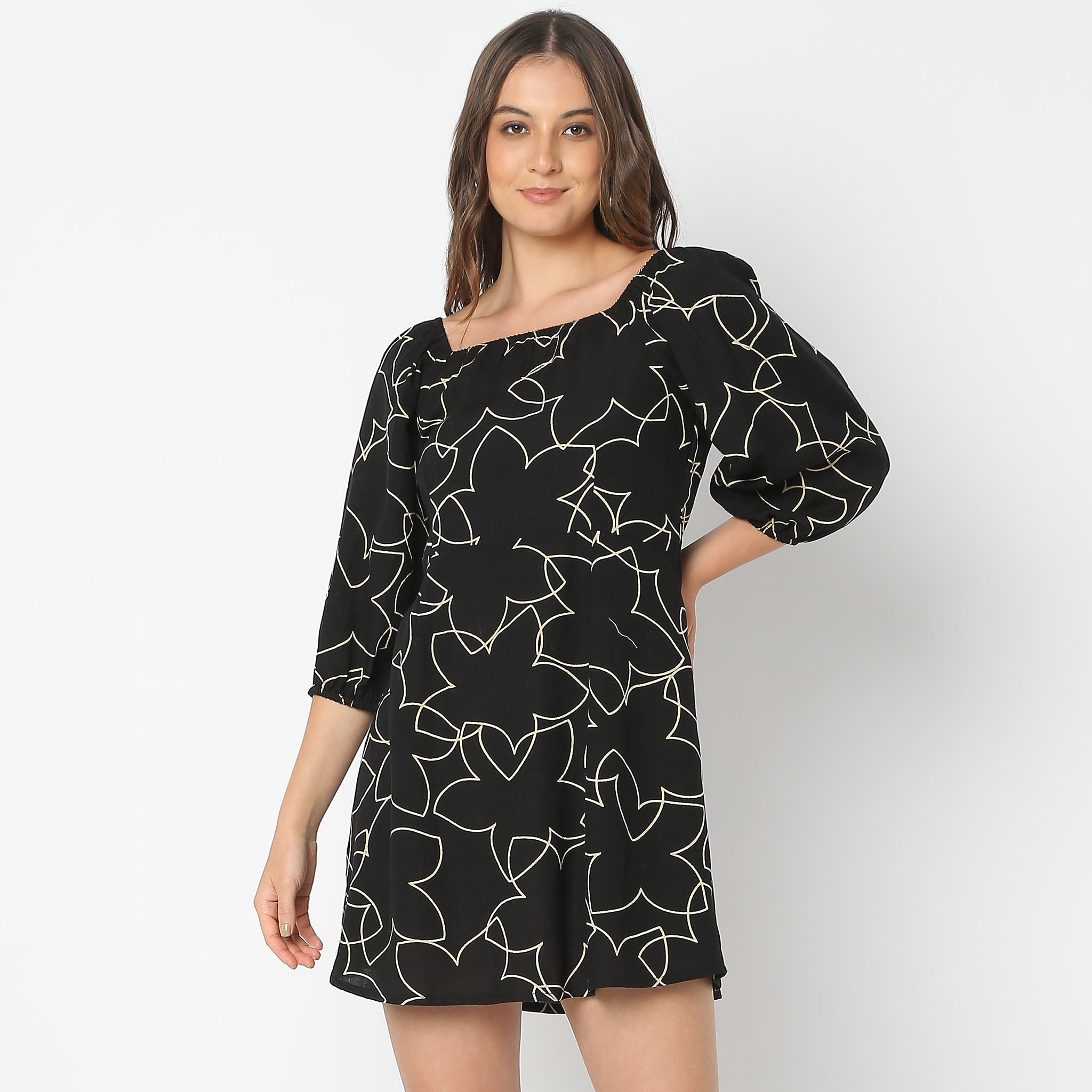 Flare Fit Printed Dress