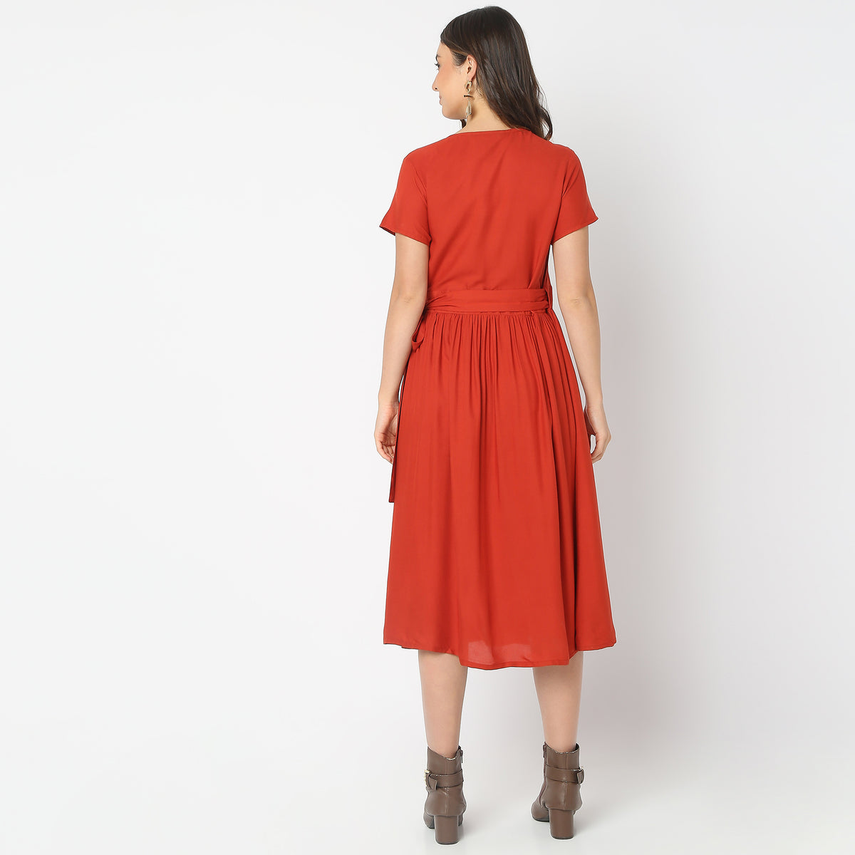 Flare Fit Solid Dress