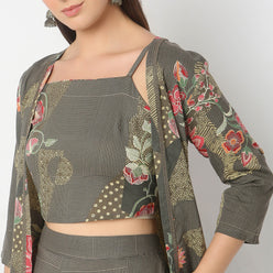 Straight Fit Printed Shrug