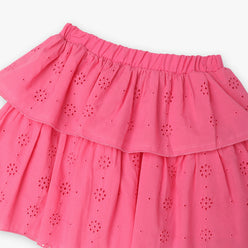 Girls Flare Fit Above Knee Pleats Mid Rise Skirt