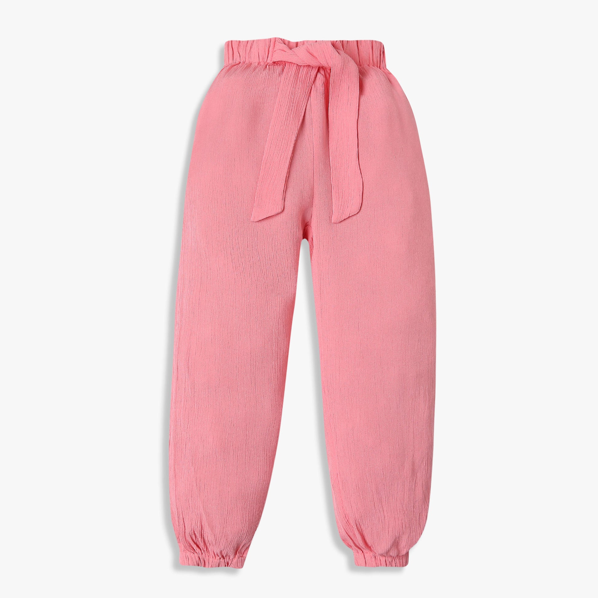Girls Textured Bottom Full Length Mid Rise Pants