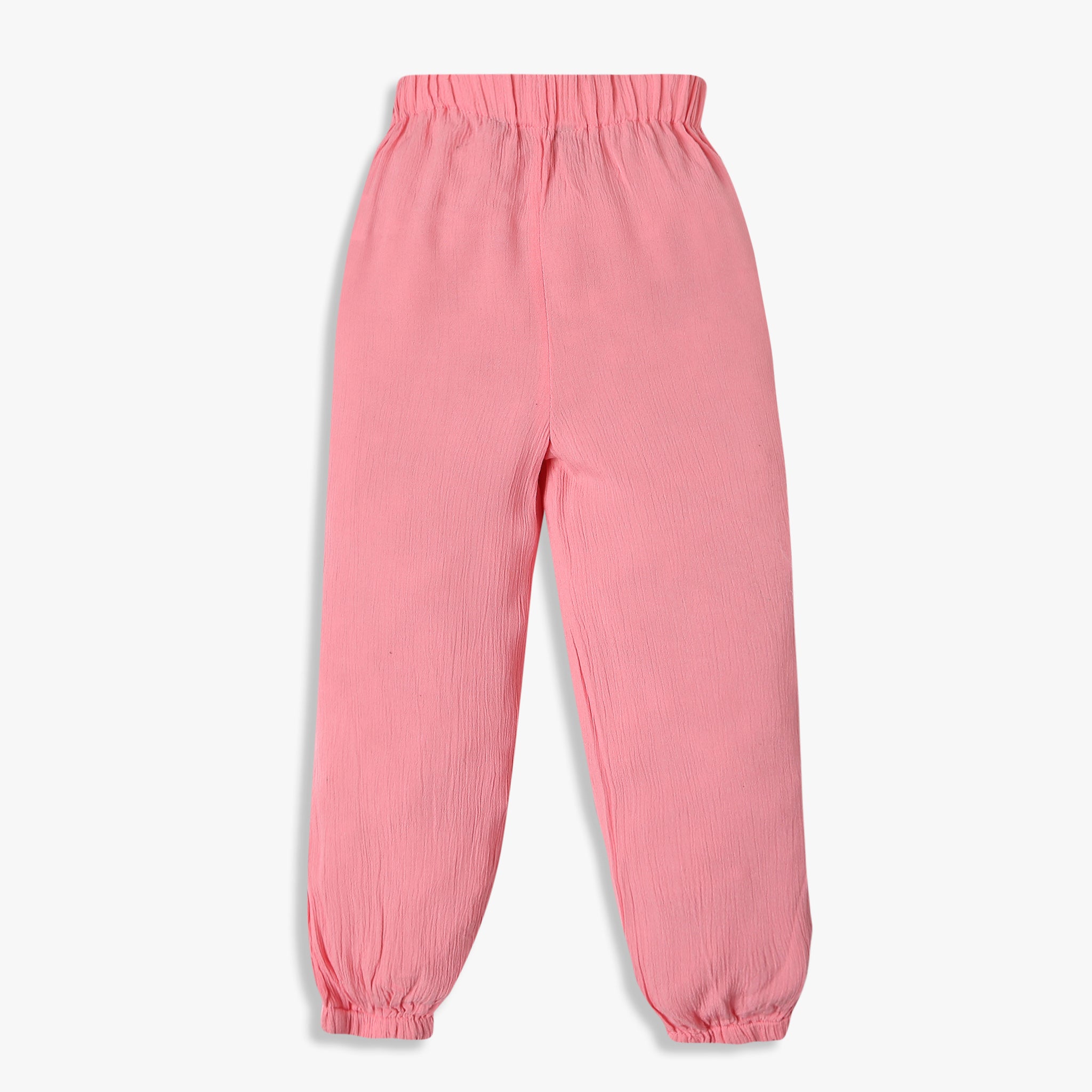 Girls Textured Bottom Full Length Mid Rise Pants