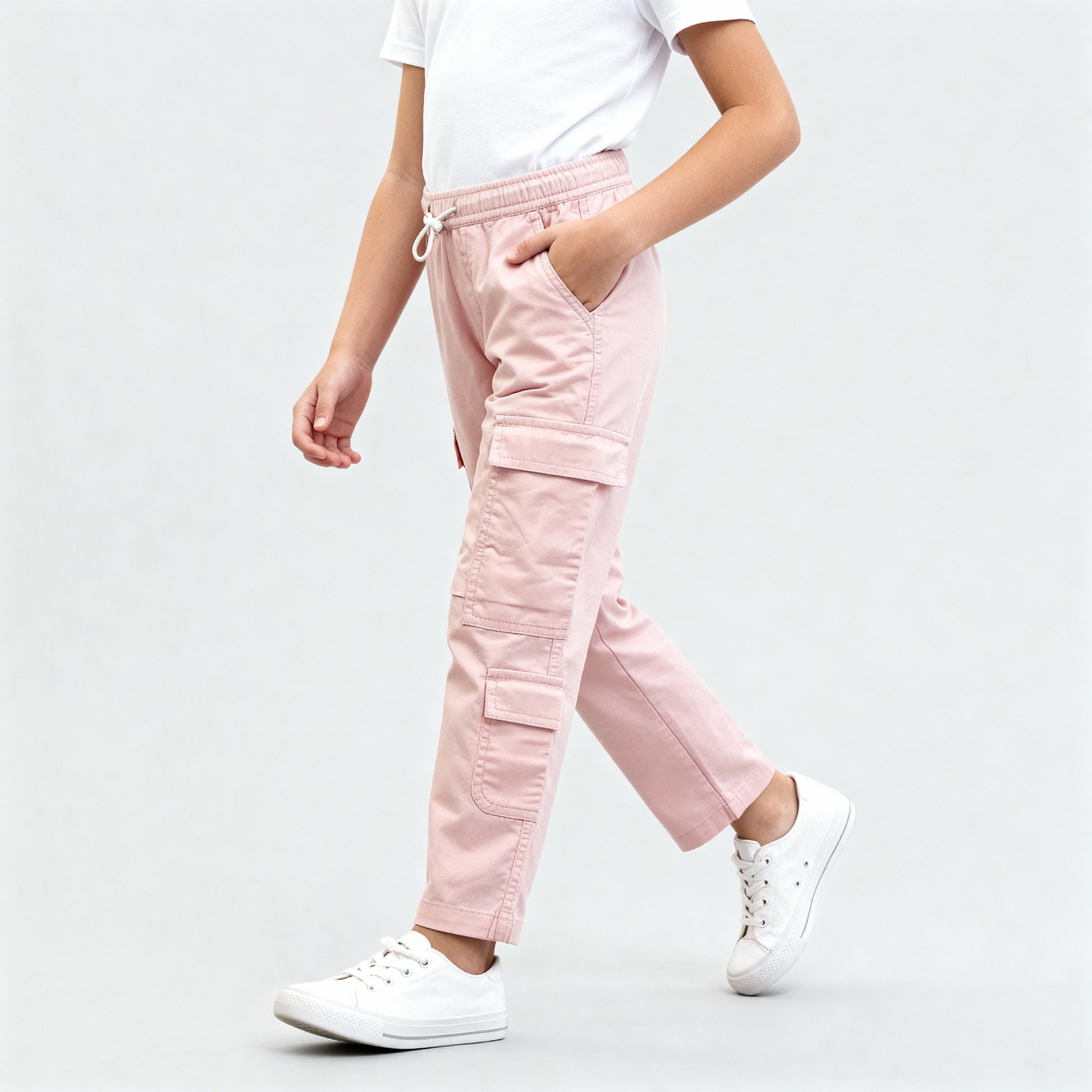 Girls Solid Cotton Joggers