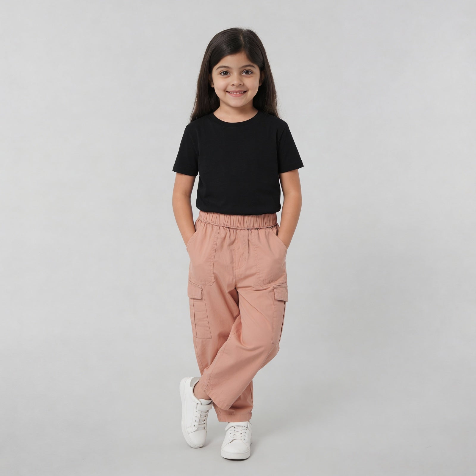 Girls Cotton Solid Joggers