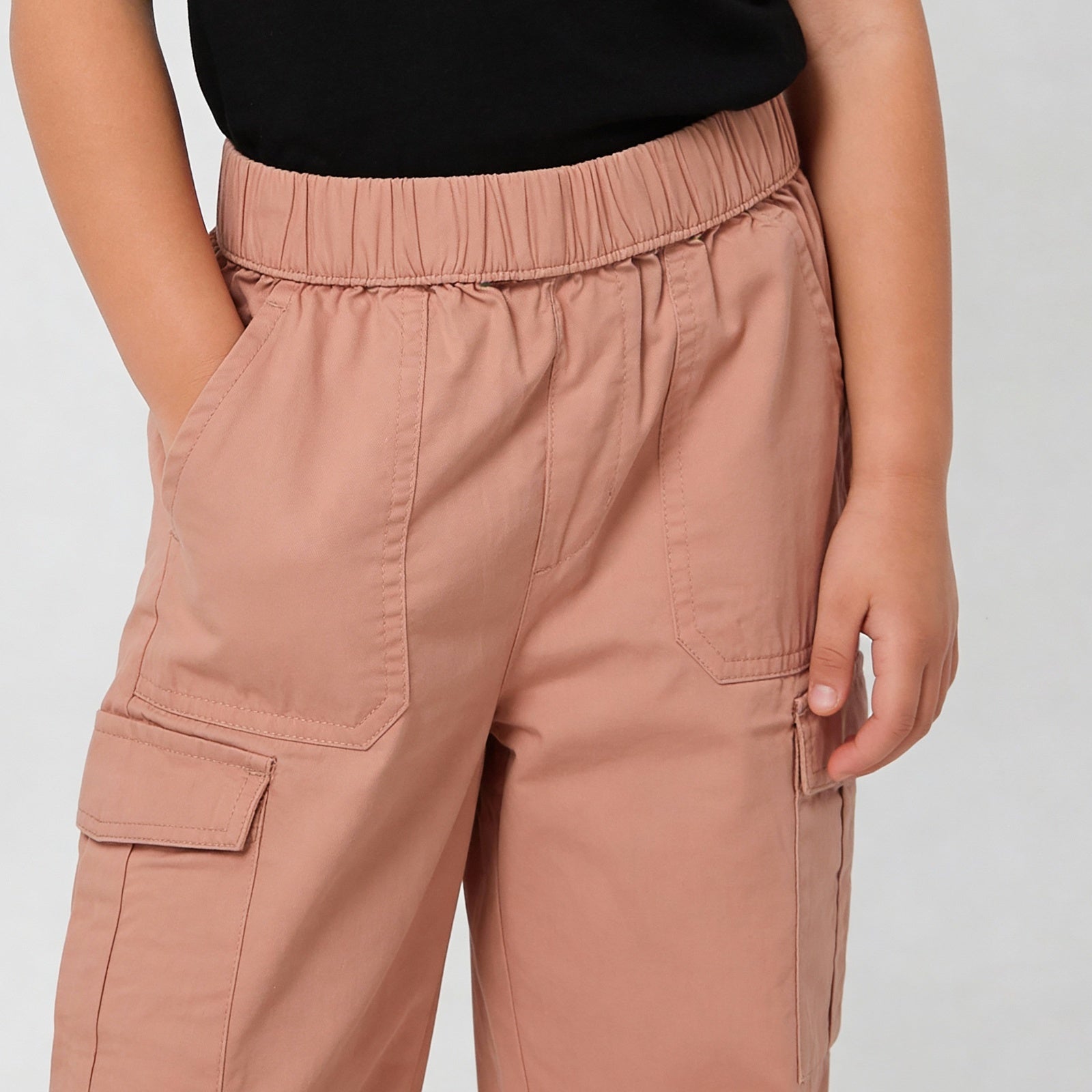 Girls Cotton Solid Joggers