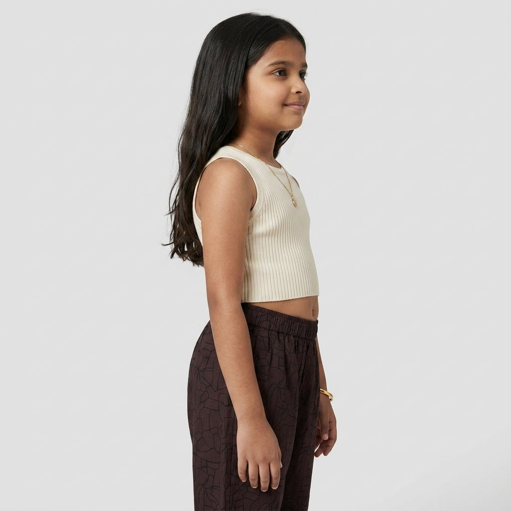 Girls Pleated High-Waist Joggers