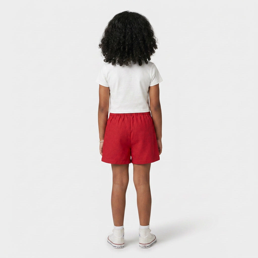 Girl Solid Wrap- Tie Up Skort