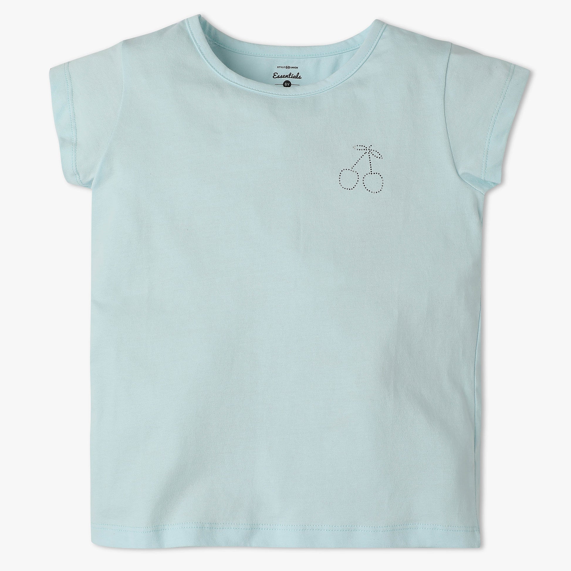 Girls Crew Neck All Day Essential Solid T-Shirt