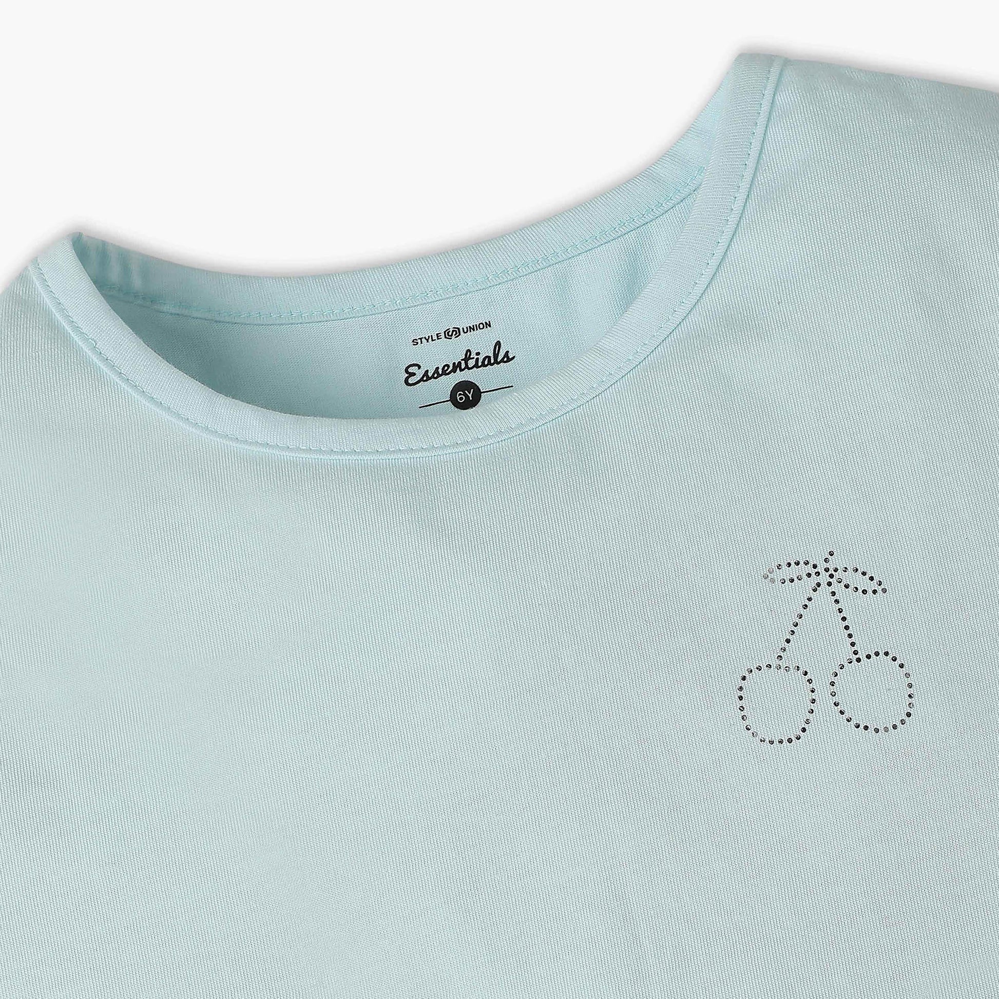 Girls Crew Neck All Day Essential Solid T-Shirt