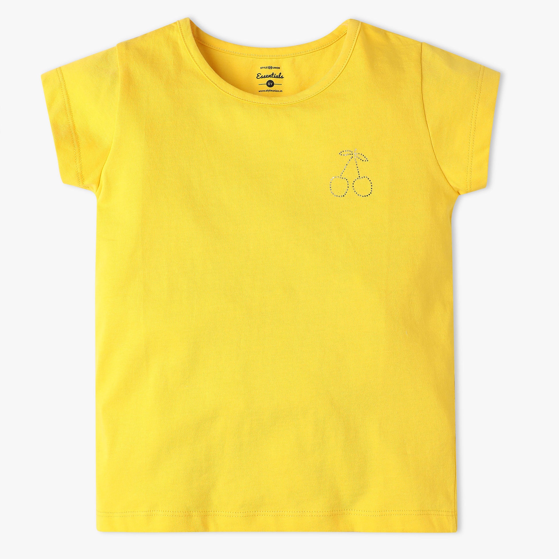 Girls Crew Neck All Day Essential Solid T-Shirt