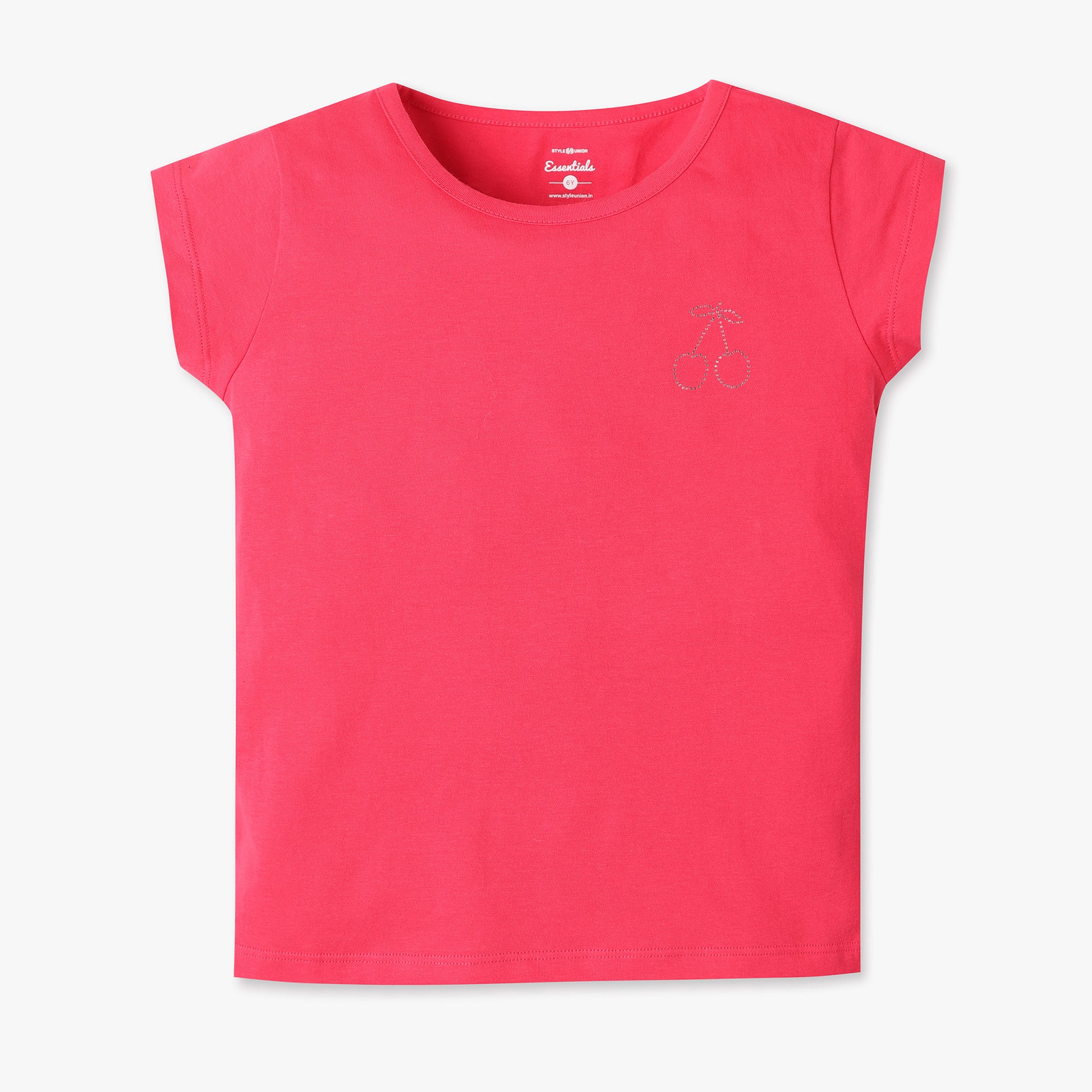 Girls Crew Neck All Day Essential Solid T-Shirt