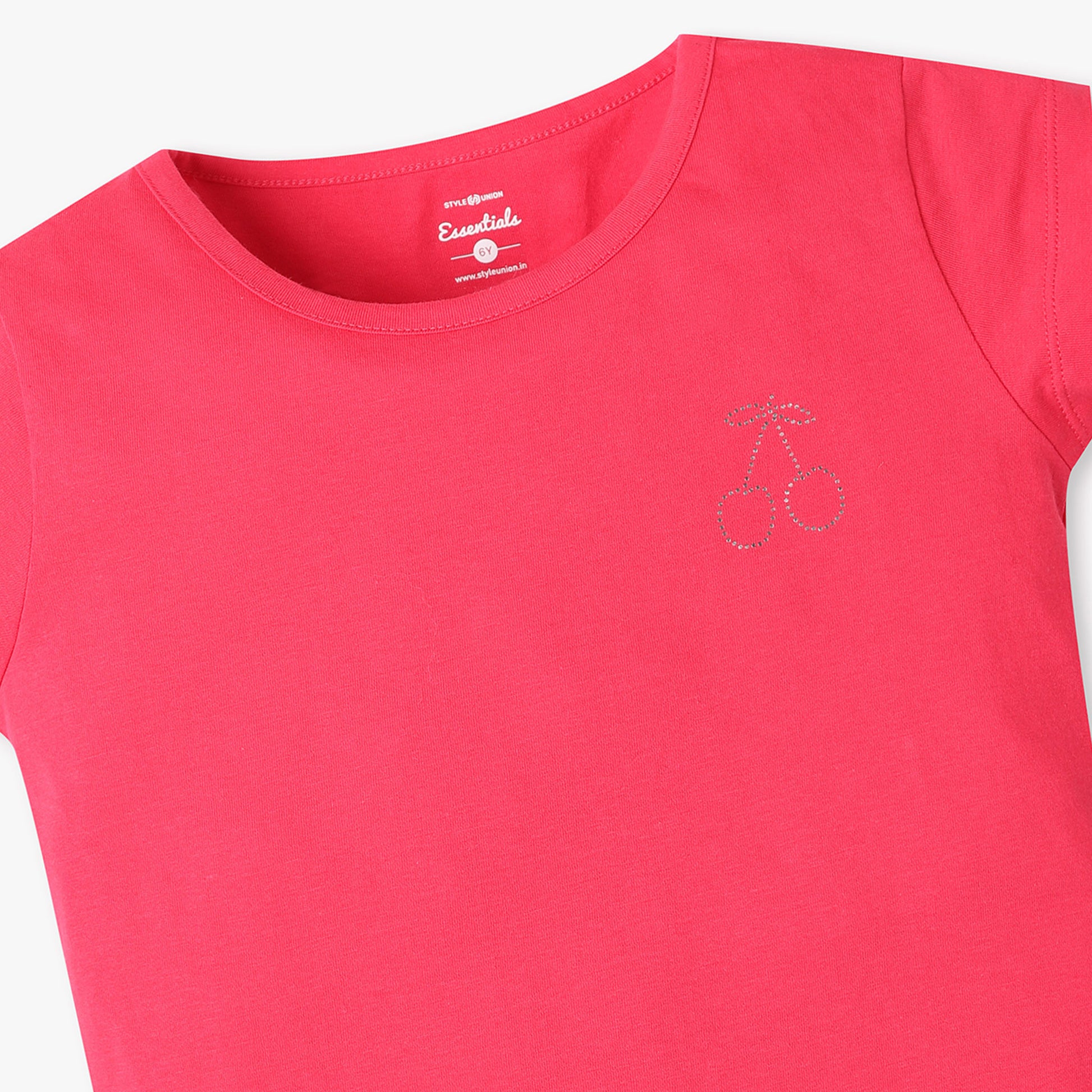 Girls Crew Neck All Day Essential Solid T-Shirt