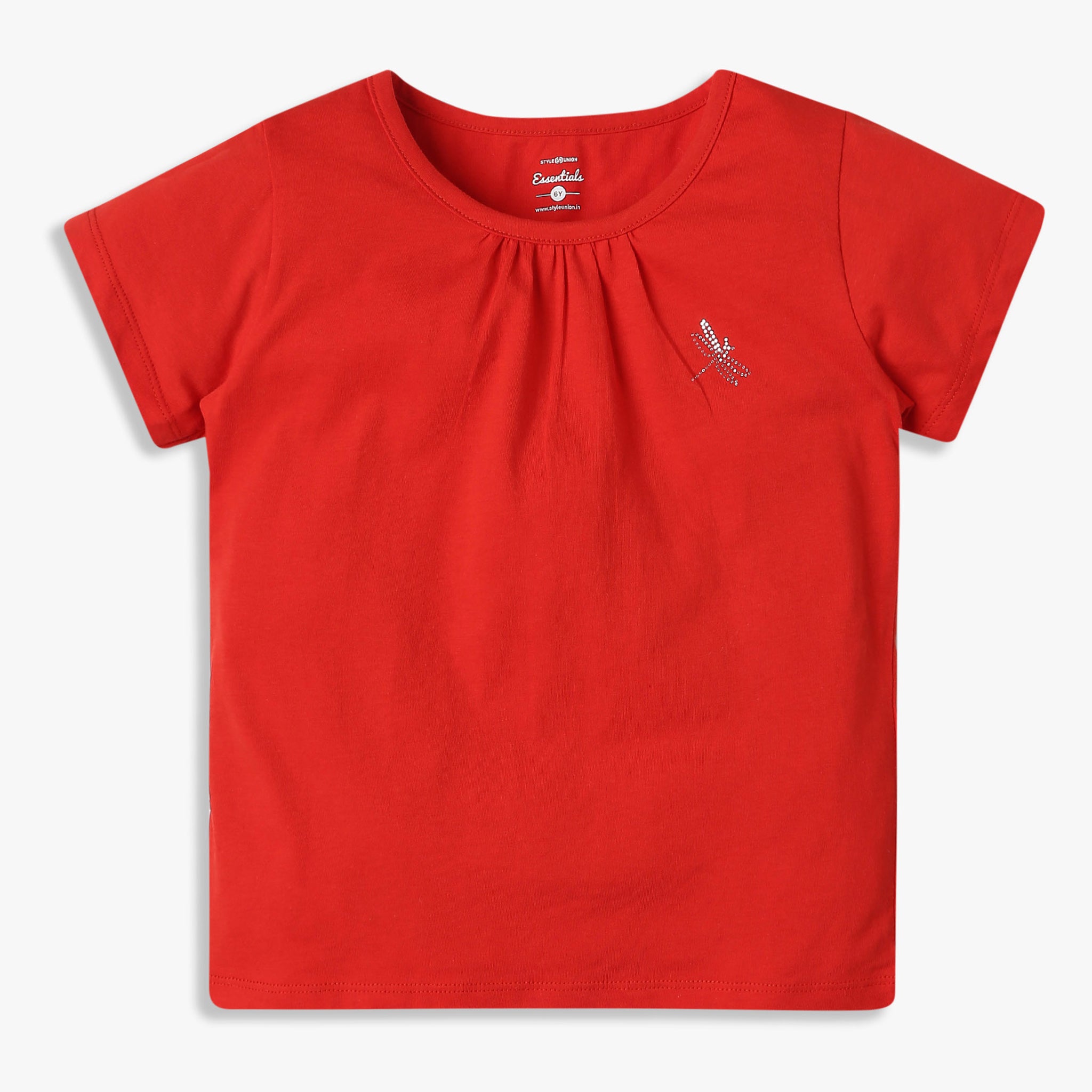 Girls Crew Neck All Day Essential Solid T-Shirt