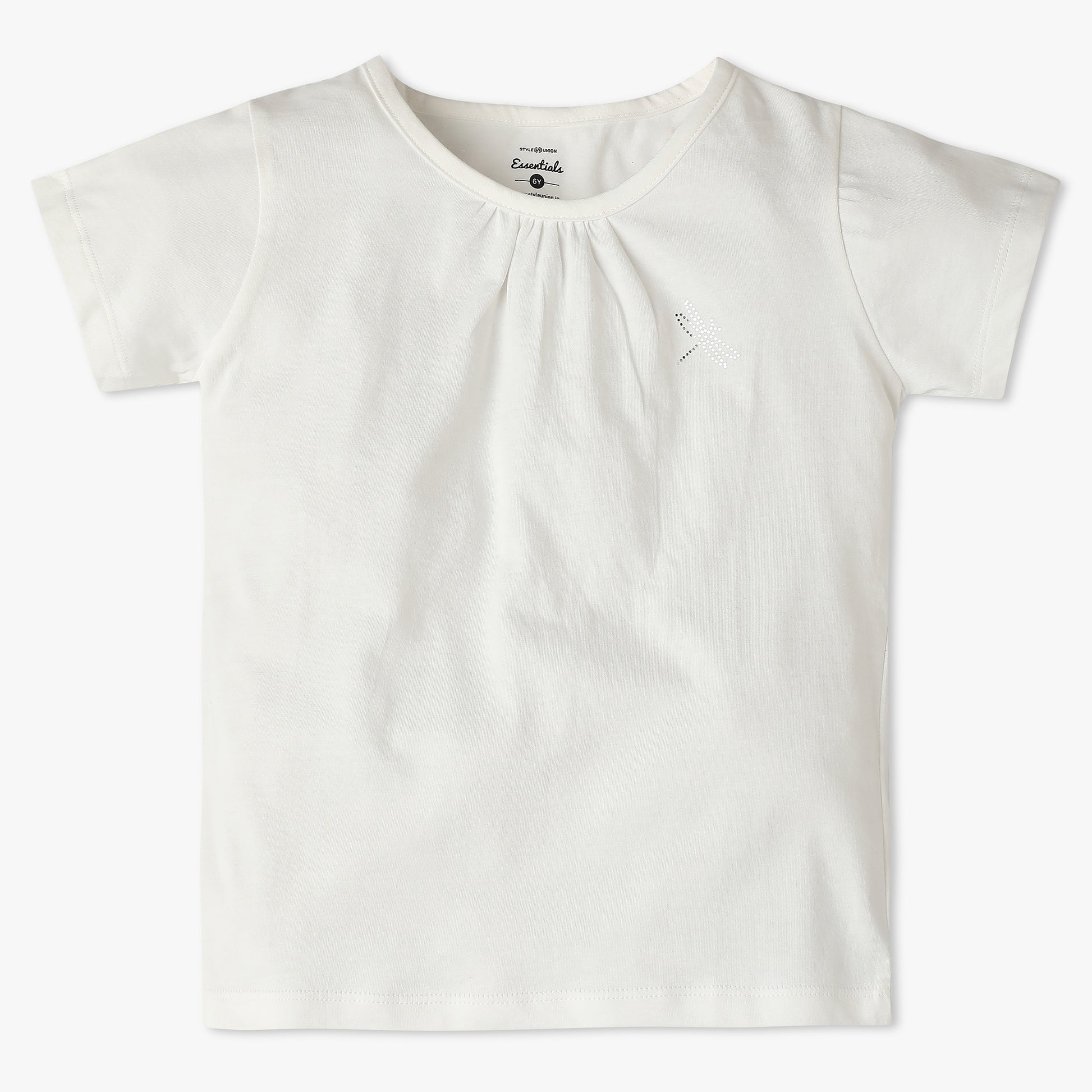 Girls Crew Neck All Day Essential Solid T-Shirt