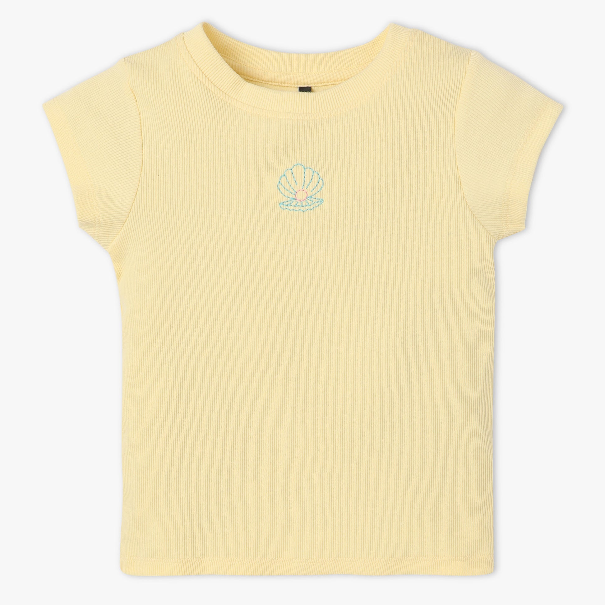 Girls Regular Fit Solid Crew Neck T-Shirt