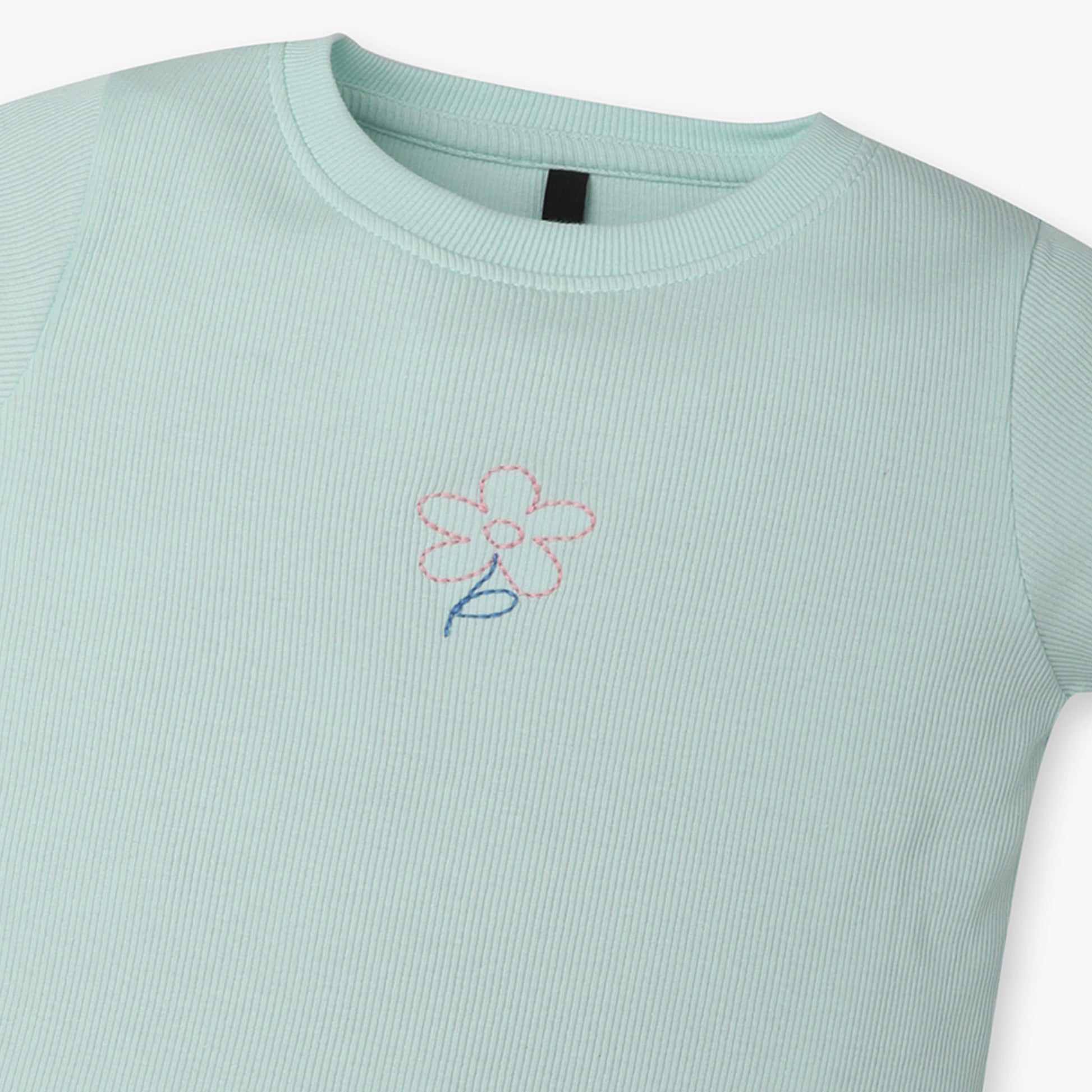 Girls Regular Fit Solid Crew Neck T-Shirt