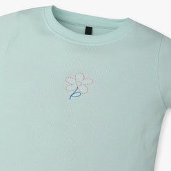 Girls Regular Fit Solid Crew Neck T-Shirt