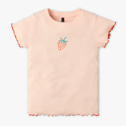 Girls Regular Fit Solid Crew Neck T-Shirt