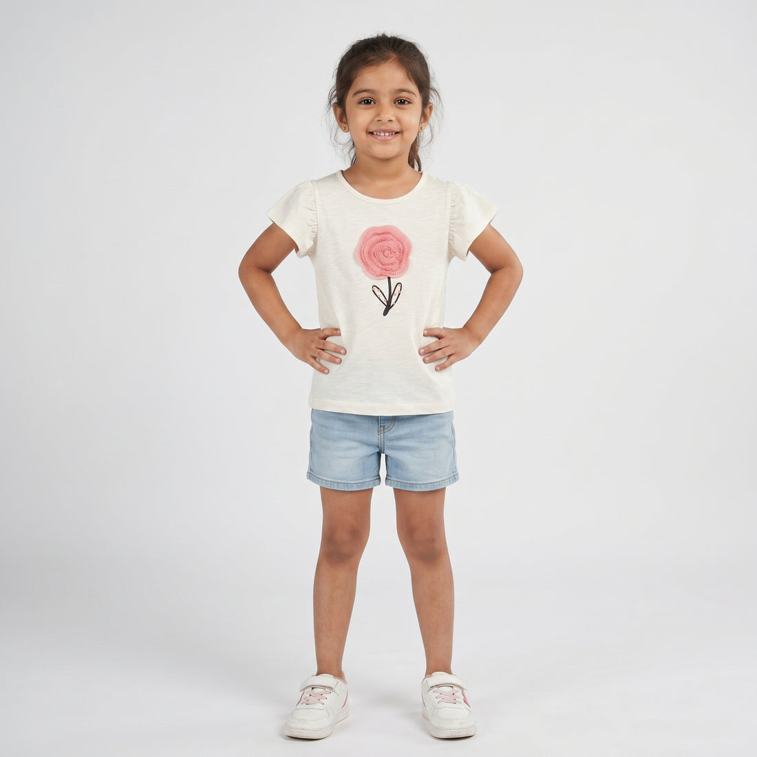 Girls Cotton Embellished T-Shirt