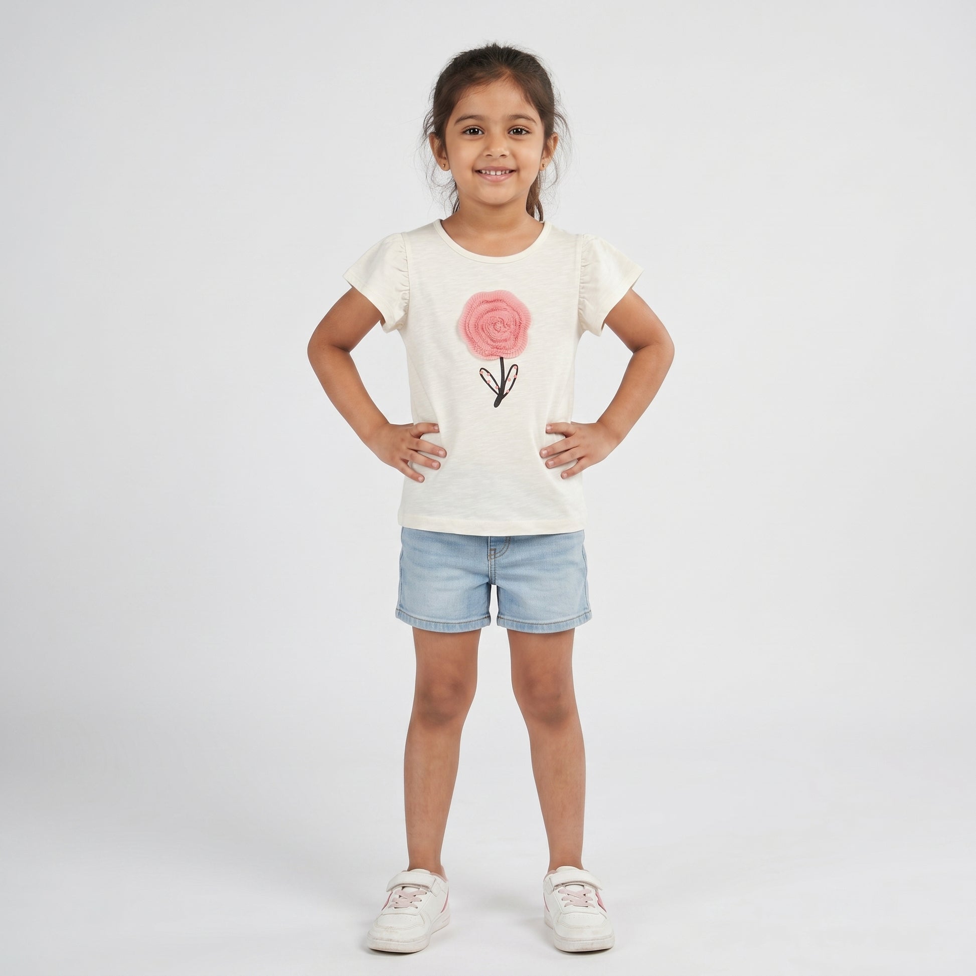 Girls Cotton Embellished T-Shirt