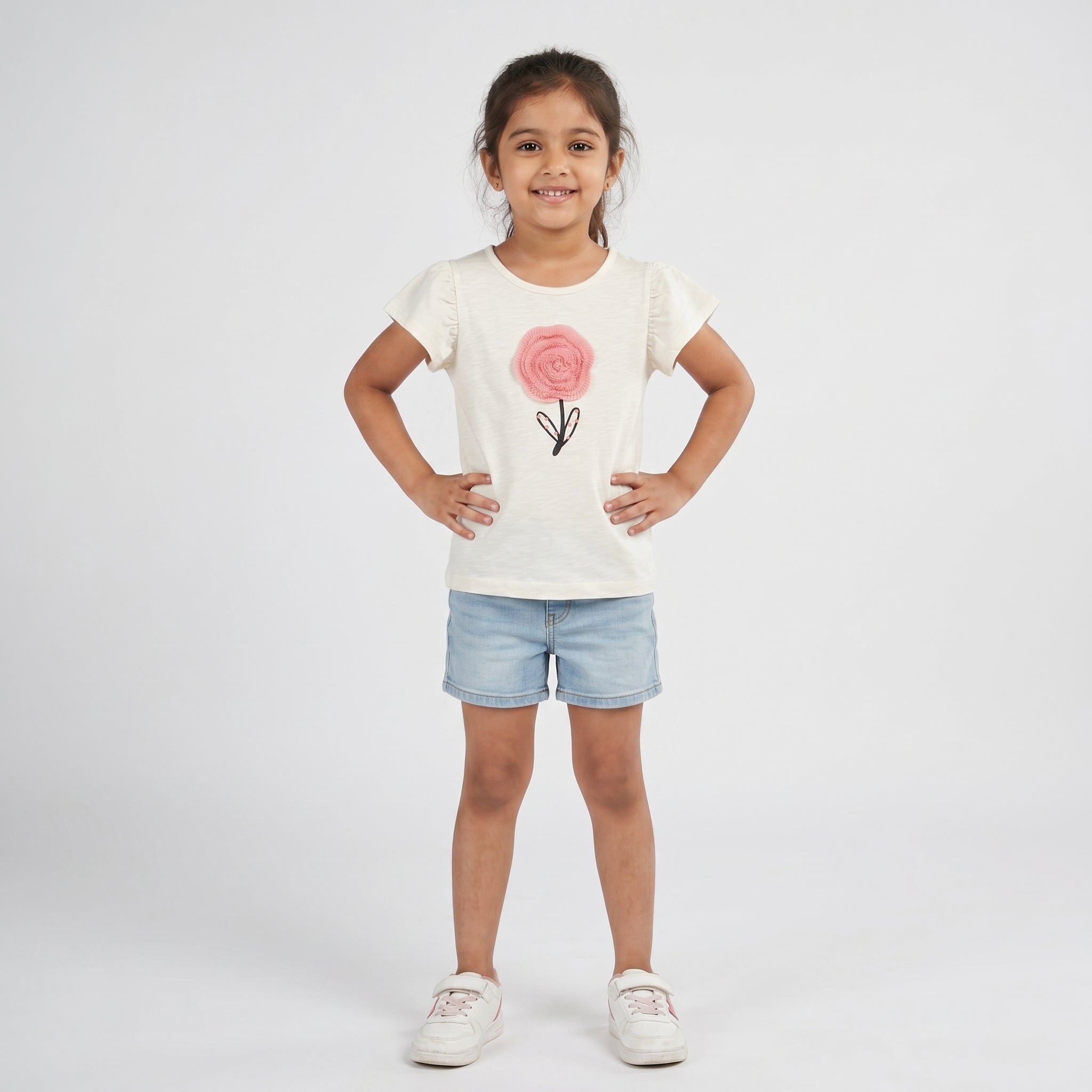 Girls Cotton Embellished T-Shirt