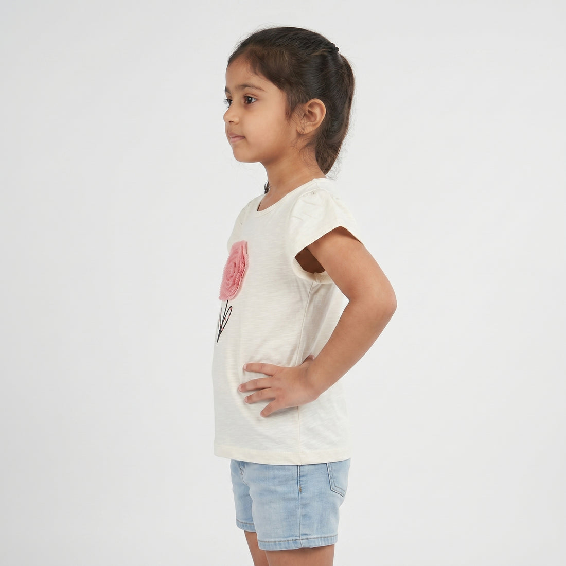 Girls Cotton Embellished T-Shirt