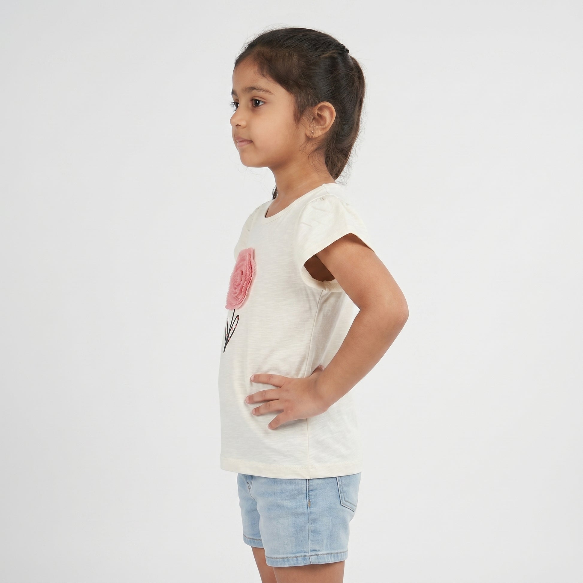 Girls Cotton Embellished T-Shirt