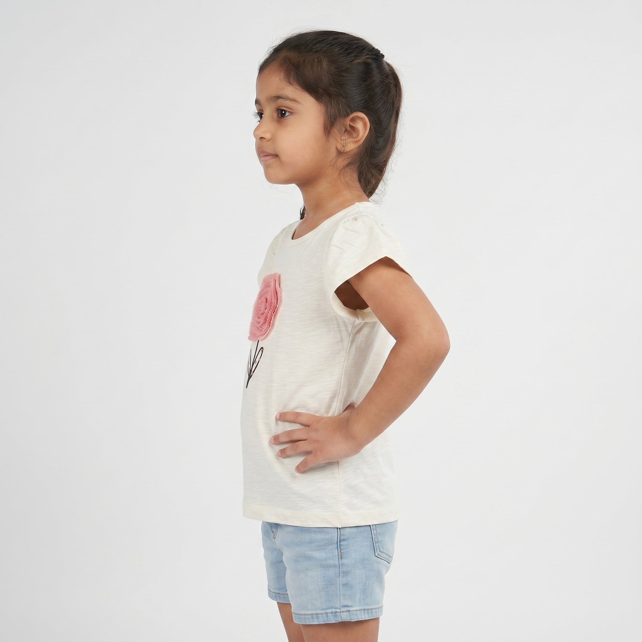 Girls Cotton Embellished T-Shirt