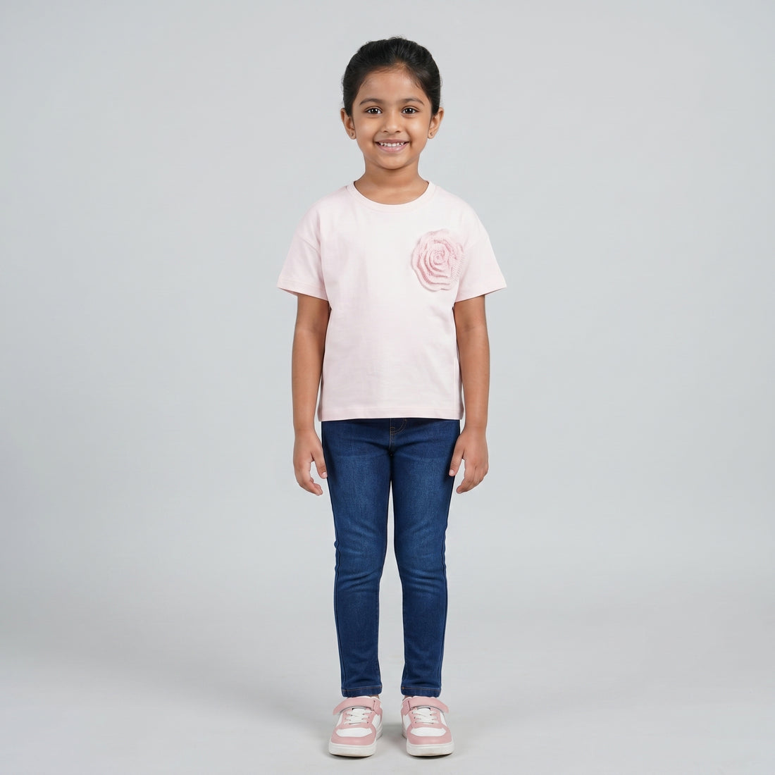 Girls Cotton Embellished T-Shirt
