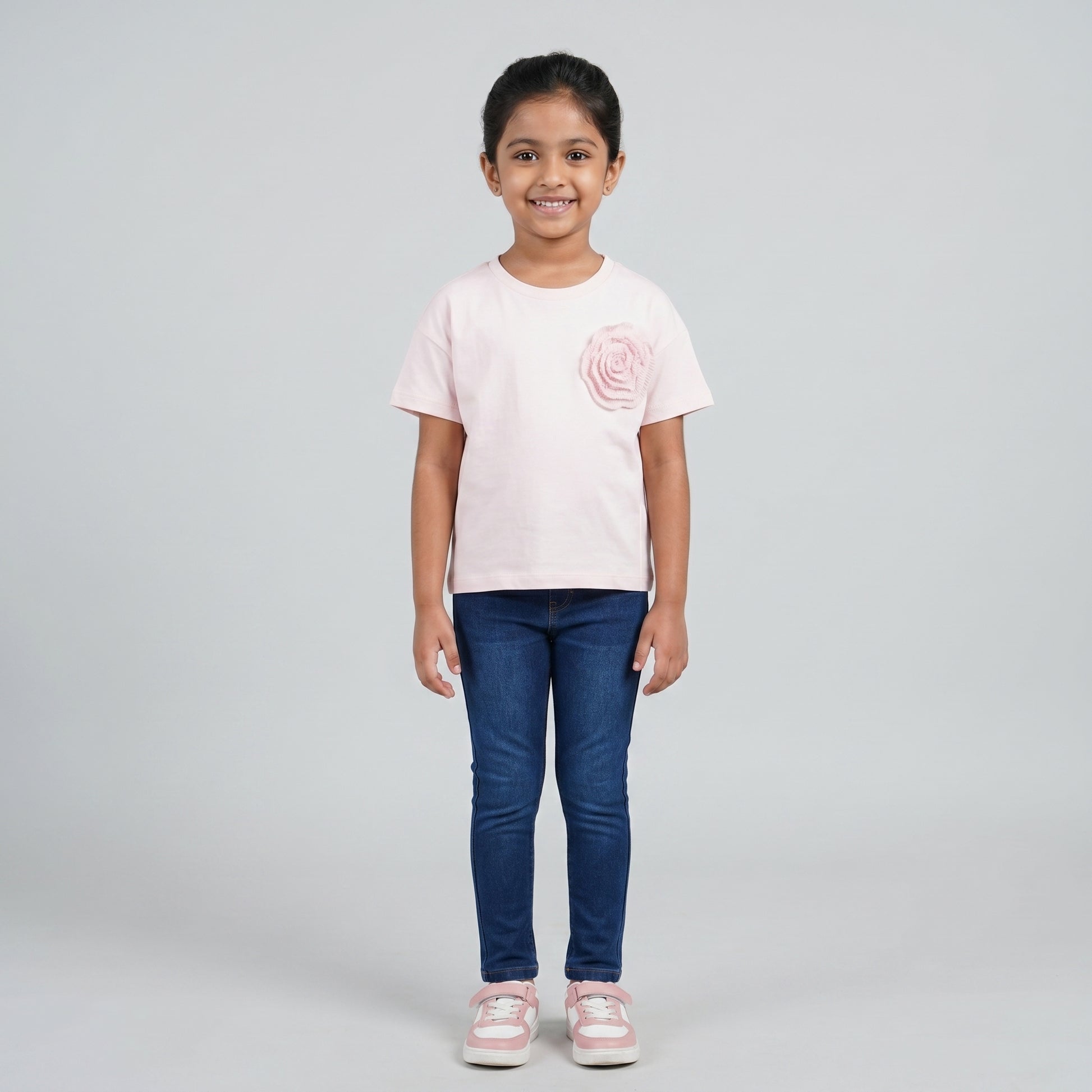 Girls Cotton Embellished T-Shirt