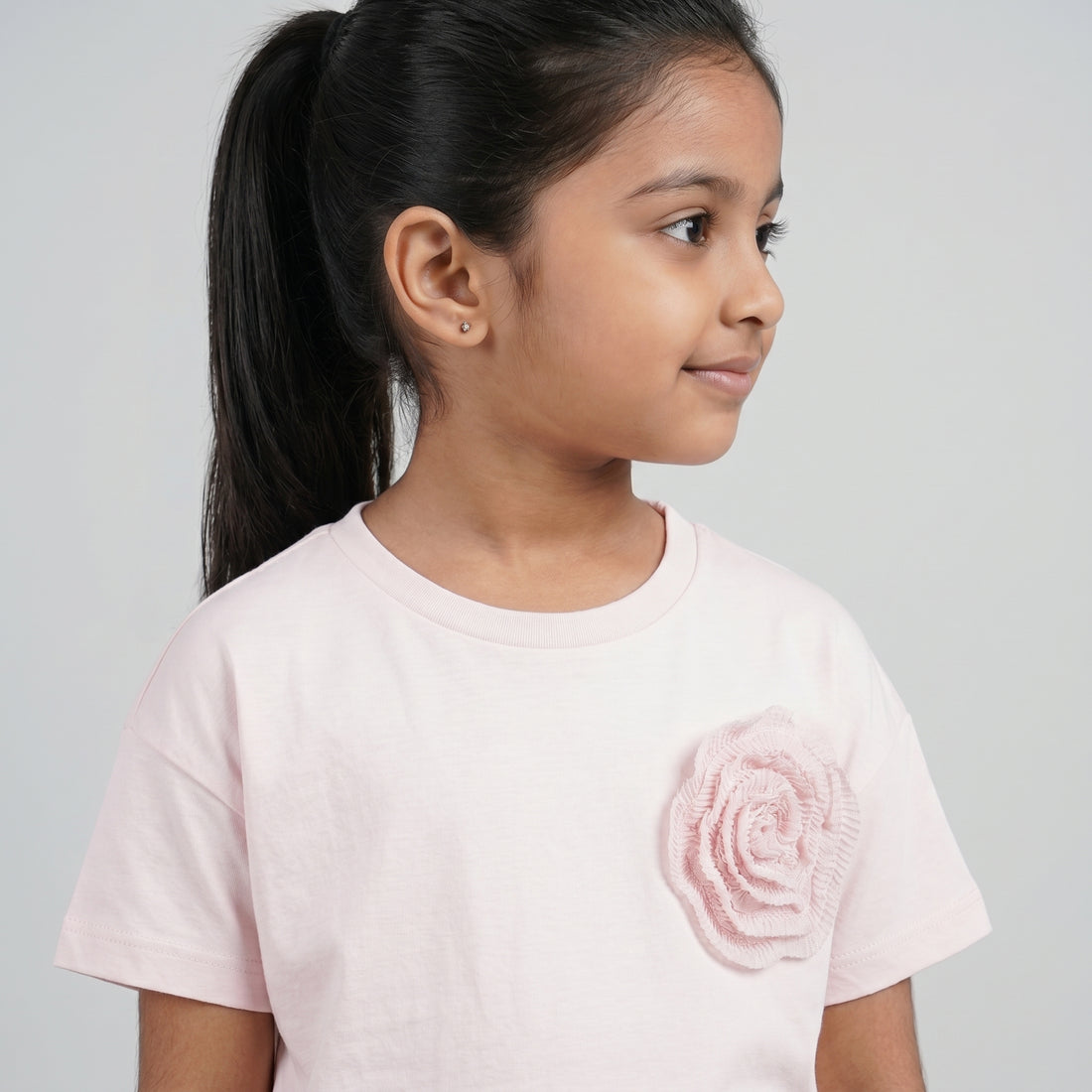 Girls Cotton Embellished T-Shirt