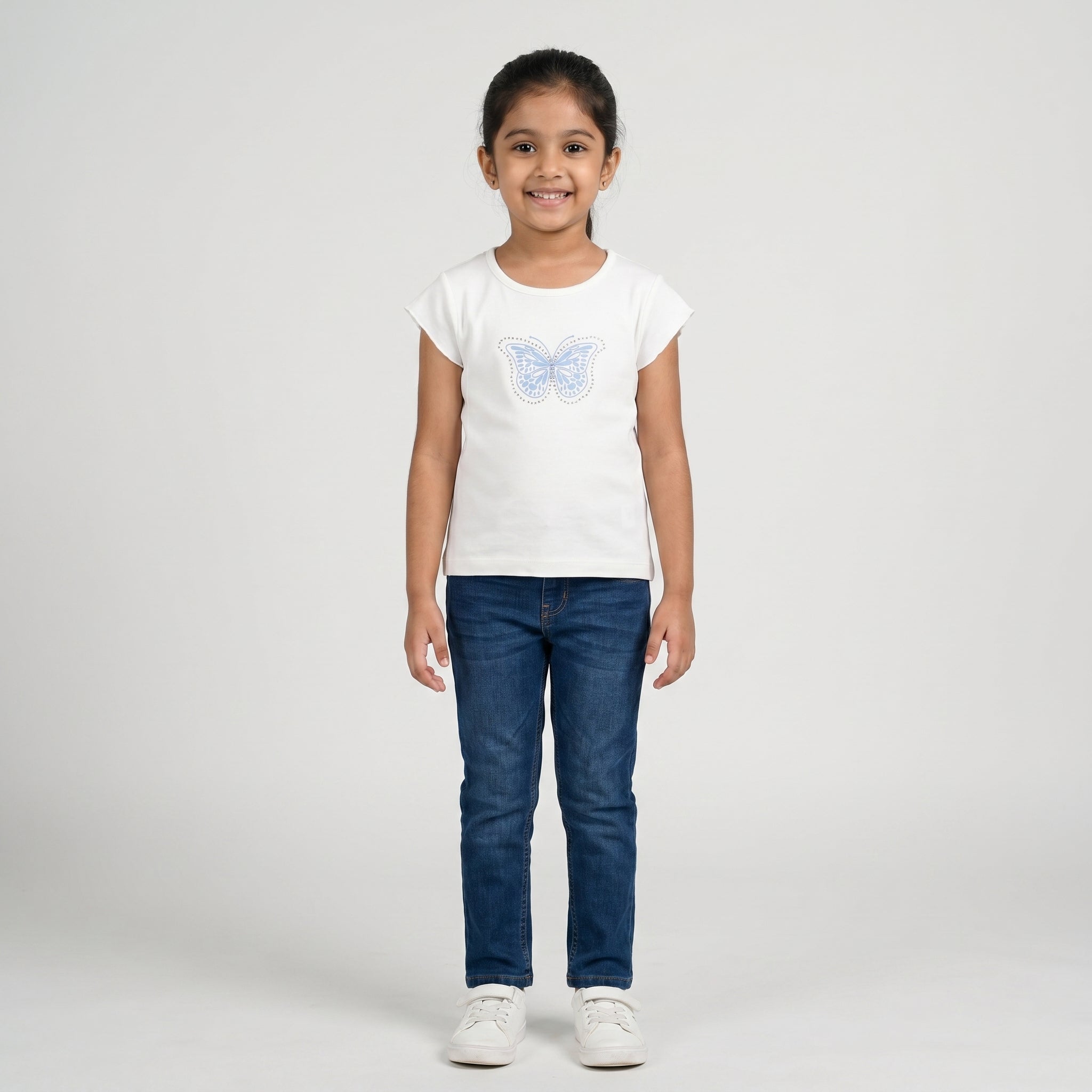 Girls Cotton Embellished T-Shirt