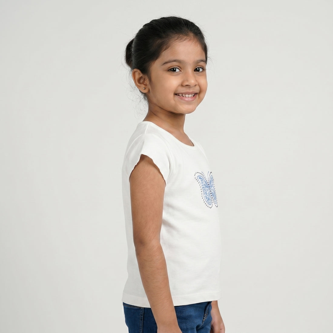 Girls Cotton Embellished T-Shirt