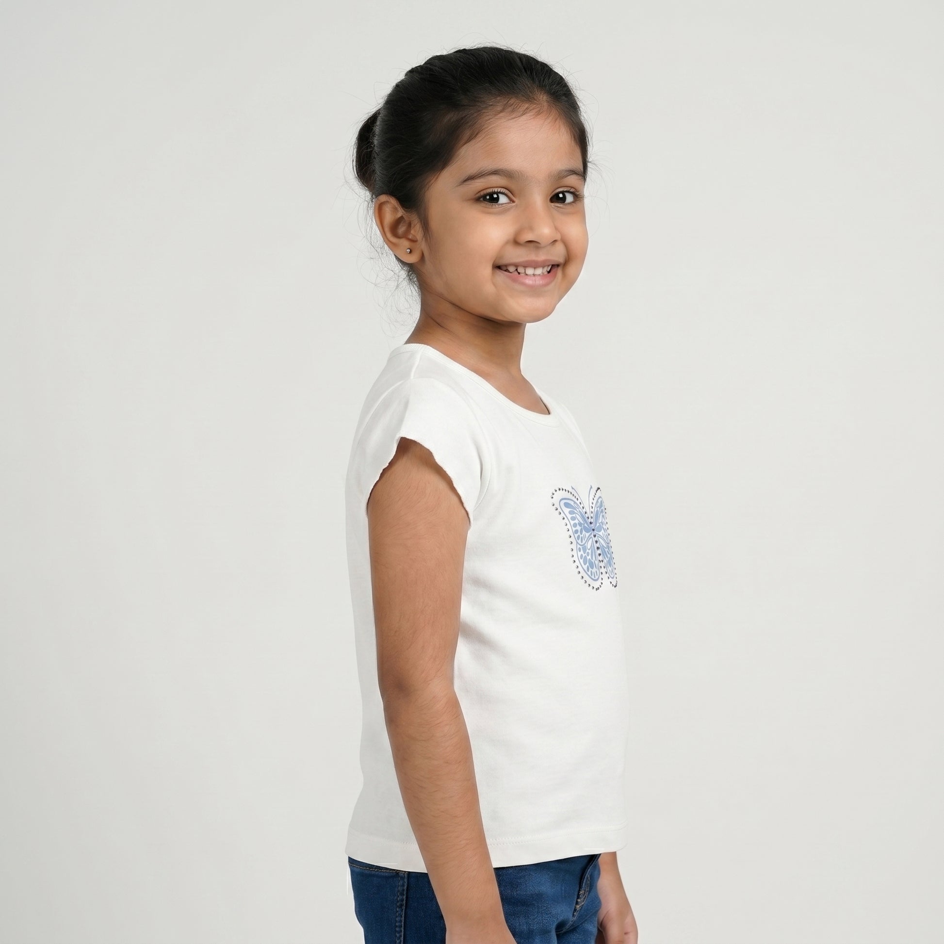 Girls Cotton Embellished T-Shirt