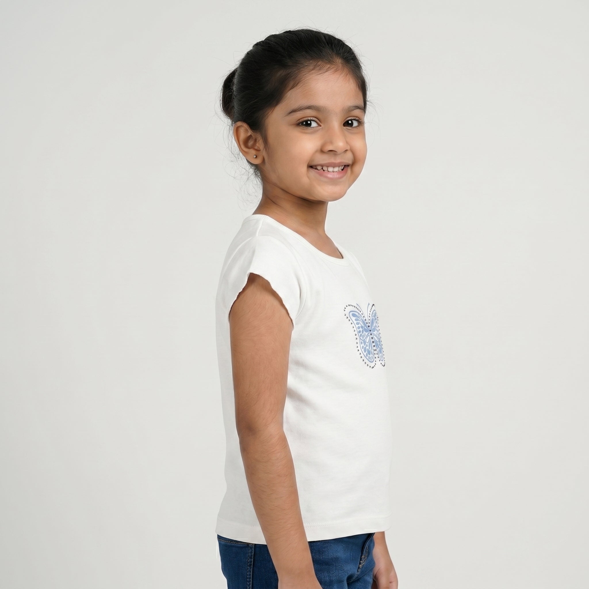 Girls Cotton Embellished T-Shirt