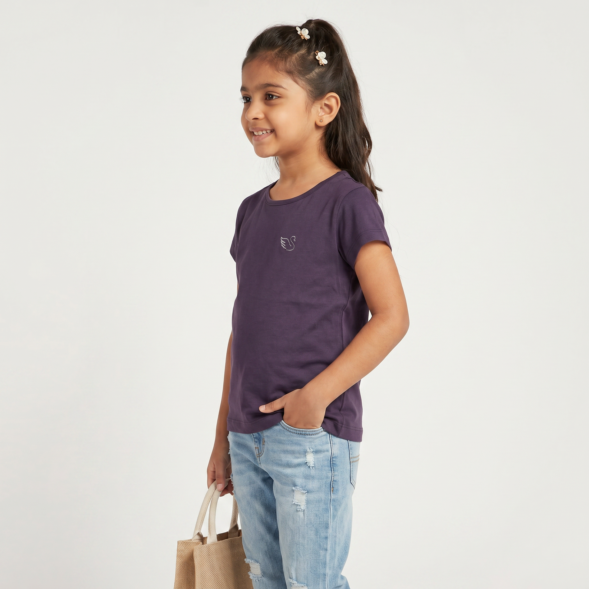 Girls Cotton Crew Neck T-Shirt